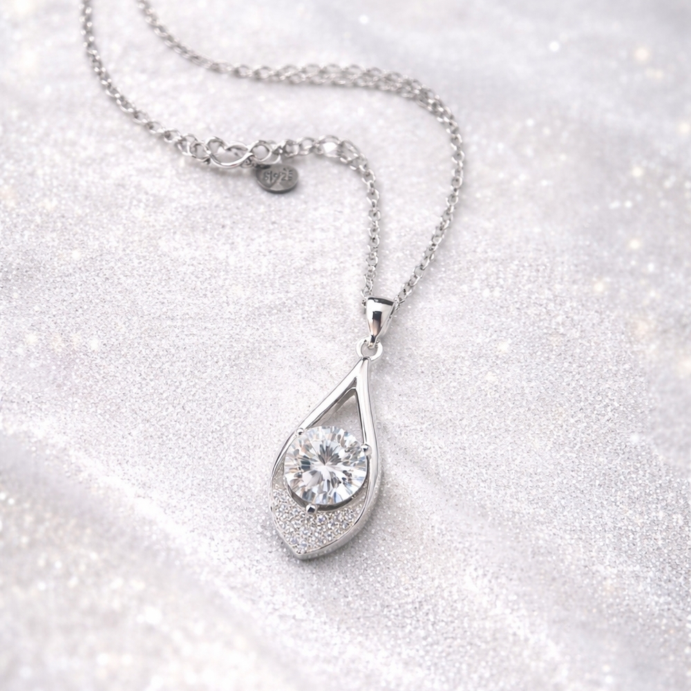 ✨1 Ct Moissanite Pendant Necklace S925 Sterling Silver D Color ✨